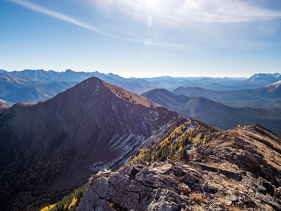 Looking back over the first summit from the center one. I think this one's a tad higher.