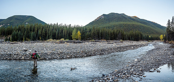Trevor brought waders to cross the Highwood but I didn't bother as it wasn't even knee deep this late in the year.