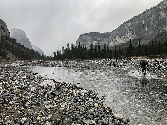 Exiting the upper Ghost Valley on our bikes.