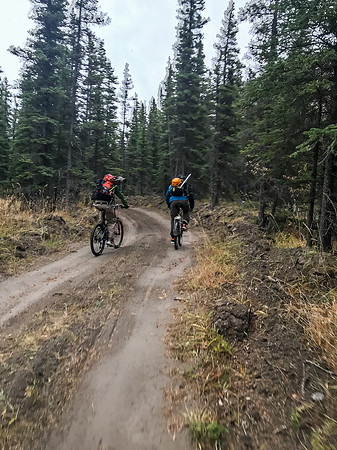 Exiting the upper Ghost Valley on our bikes.