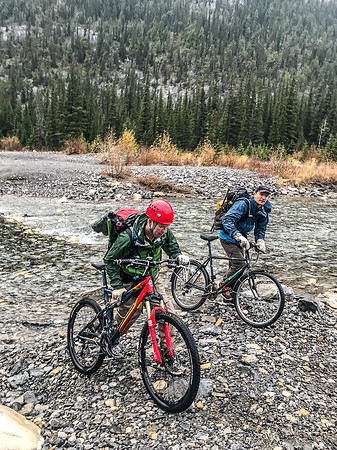 Exiting the upper Ghost Valley on our bikes.