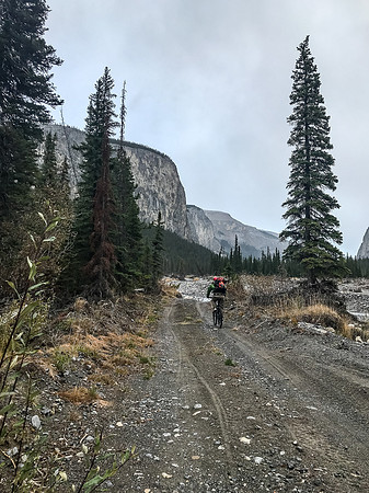 Exiting the upper Ghost Valley on our bikes.