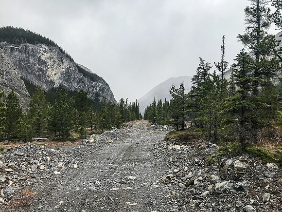 Exiting the upper Ghost Valley on our bikes.