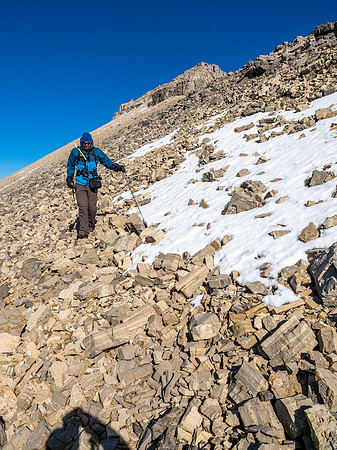 Leaving the summit block.
