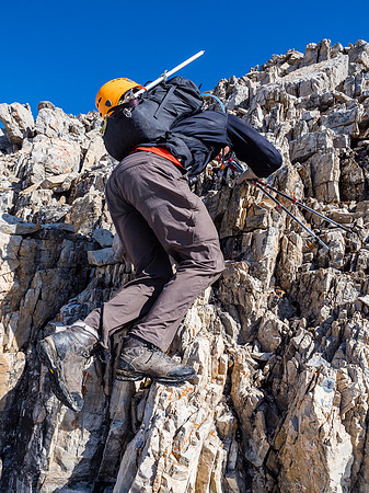 We had fun finding some moderate scrambling up the summit block, but it was avoidable if we simply traversed a bit further under the block to the north.