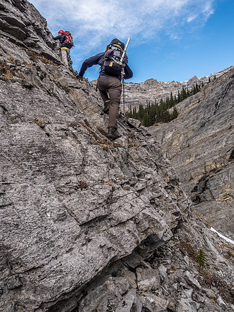 The terrain mellows out a bit as we start paralleling the creek on its west side before descending back down to our right.