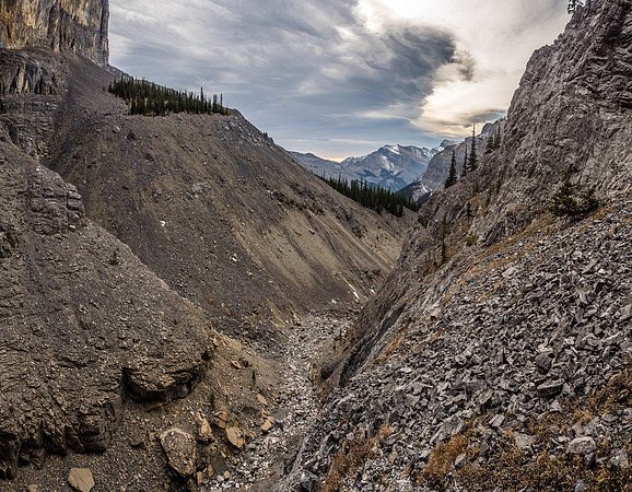 Views back out of the canyon from the crux wall.