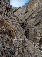 That ain't happening! So we decided to try the steep wall to our left.