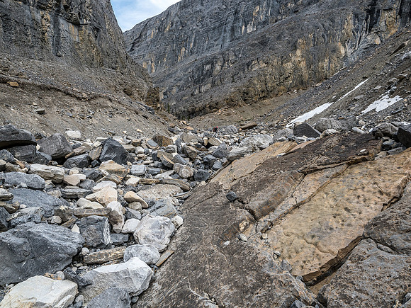 Trevor looks pretty small as he enters the sharp bend in the canyon.