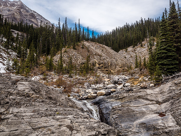 The Astral Peak junction is just ahead here - at right of center where the creek branches left. We stayed in the main branch.