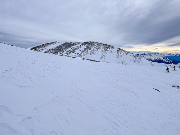 Transitioning out of the south gully to the south ridge.