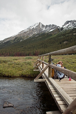Hanneke on a bridge over Bryant Creek.