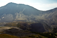 The Shovel Pass campground and cabin are at lower right in this photo. Curator Mountain at left.