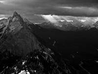Intense lighting over the Kananaskis Lakes.