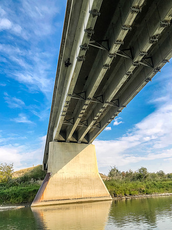 Paddling under the Tolman Bridge.