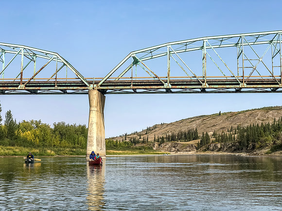 Paddling under the McKenzie Crossing Bridge - there's also a campground near here.