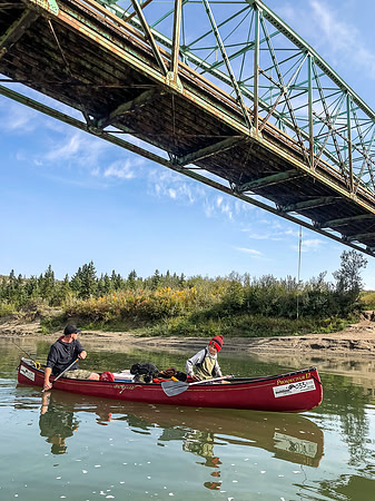 Paddling under the McKenzie Crossing Bridge - there's also a campground near here.
