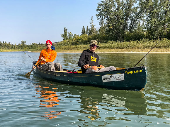 Paddling the Red Deer River.