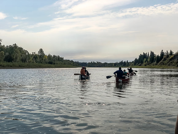 Paddling the Red Deer River.