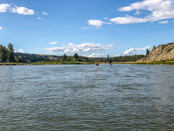 Paddling the Red Deer River.