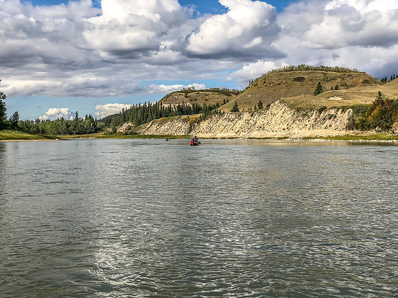 Paddling the Red Deer River.