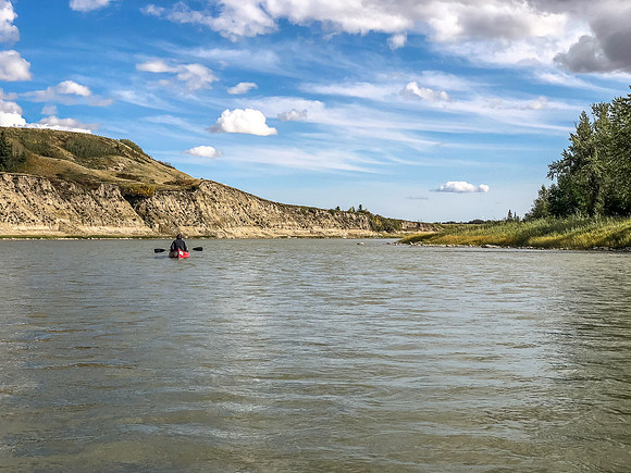 Paddling the Red Deer River.