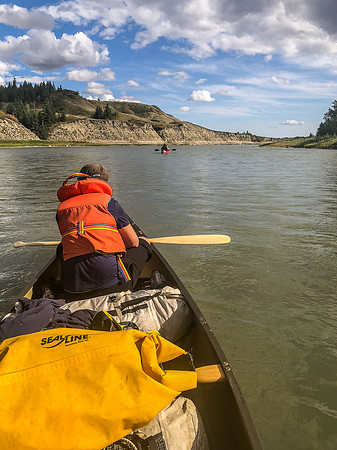 Paddling the Red Deer River.