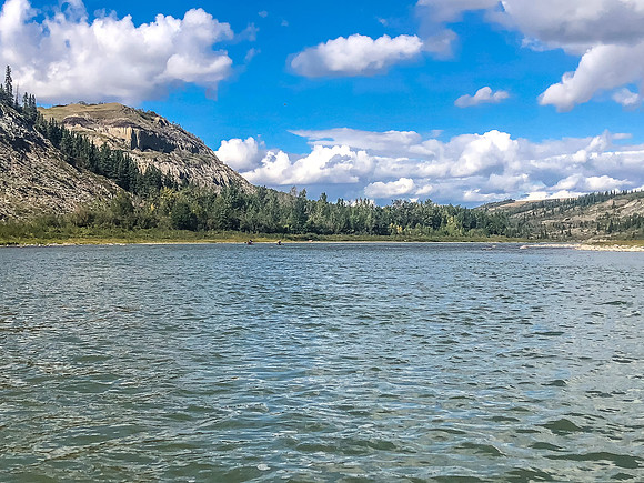 Paddling the Red Deer River.