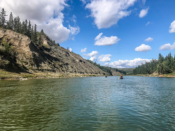 Paddling the Red Deer River.
