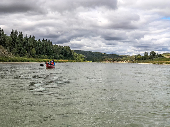 Paddling the Red Deer River.