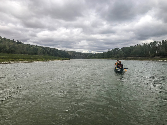Paddling the Red Deer River.