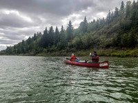 Paddling the Red Deer River.
