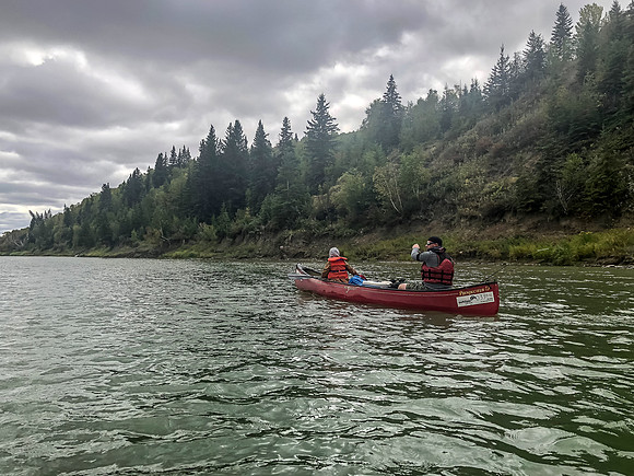 Paddling the Red Deer River.