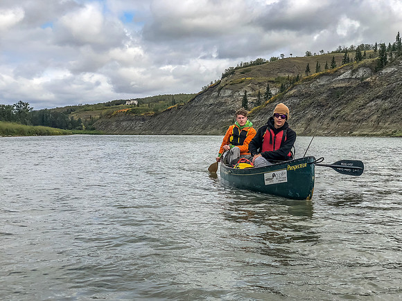 Paddling the Red Deer River.