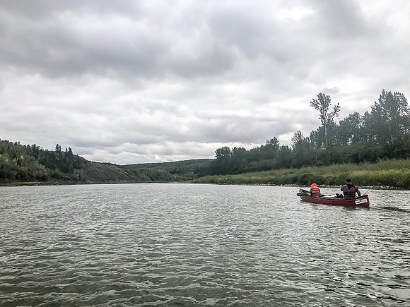 Paddling the Red Deer River.