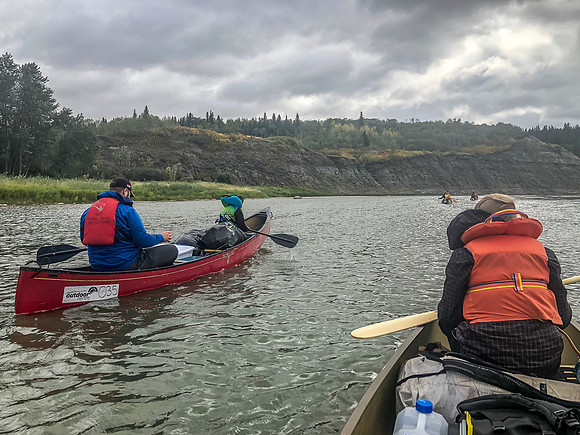 Paddling the Red Deer River.