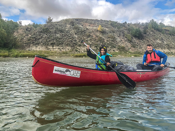 Paddling the Red Deer River.
