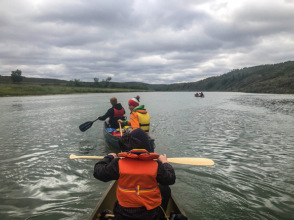Paddling the Red Deer River.
