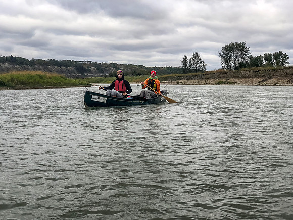 Paddling the Red Deer River.