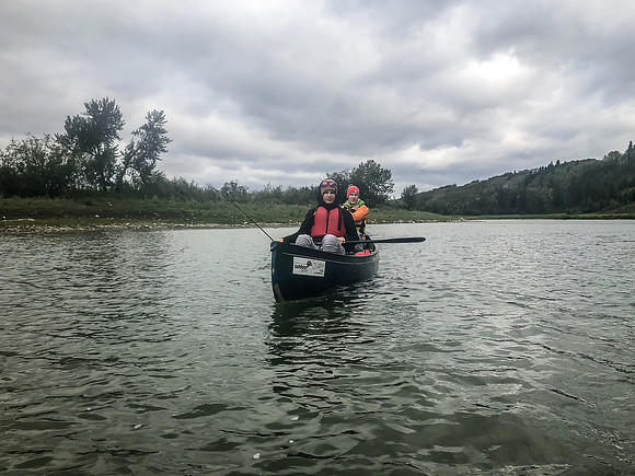 Paddling the Red Deer River.