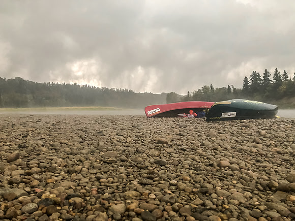 The front moves over our camp, absolutely hammering us with strong winds, rain and hail.