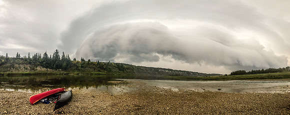 Holy CRAP! Where did THIS thing come from?! A threatening wall cloud moves very rapidly towards our exposed camp.