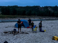 Setting up camp.