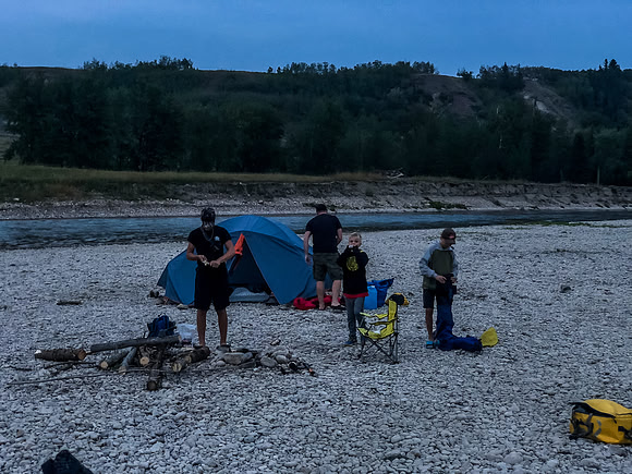 Setting up camp.