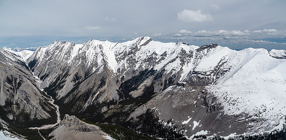 The other side of the summit ridge looking east (R) to north (L) including Mythic Tower, Epic Tower, Mount Townsend and Stenton Peak.