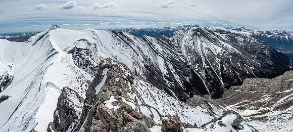 Looking east (L) and south (R) towards Mount Fable and Grotto Mountain.