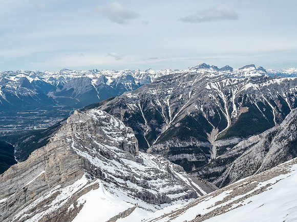 Looking down to the col.