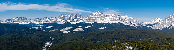 More of the High Rock Range across the Great Divide Trail to the west and south including (R to L), Bolton, Cornwell, Baril, Etherington, Scrimger, Holcroft, Farquhar and possibly Mount Pierce at far