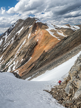 Mike comes up the couloir.