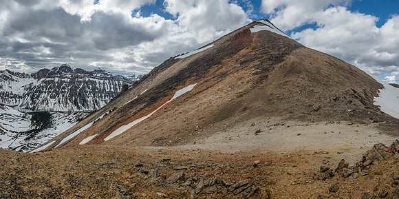 Looking back up the SE ridge of Landslide Peak from the col.